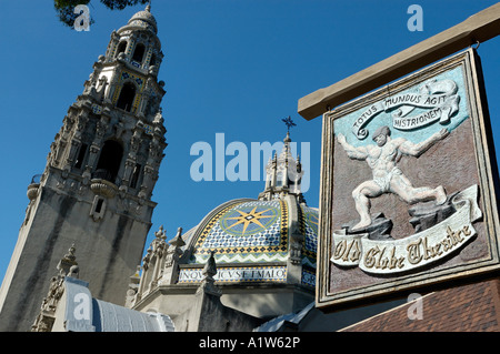 Old Globe Theatre Zeichen und Kalifornien Gebäude Balboa Park San Diego Kalifornien USA Stockfoto