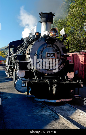 Dampflok im Depot Durango und Silverton Narrow Gauge Railroad Durango Colorado USA Stockfoto