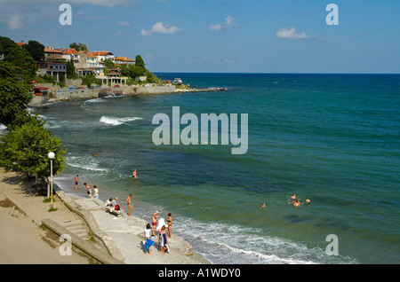 Strand in Nessebar, Bulgarien, Europa Stockfoto