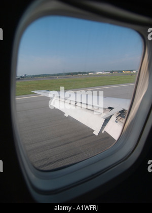 Blick aus dem Fenster auf einem Jet-Flug Stockfoto