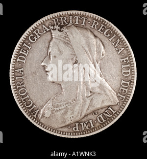 Königin Victoria Reg Fid Def Pre dezimal 2 Schilling Florin 24 vierundzwanzig alten Pence P 1899 Silber hellen Kopf nach links Omn Rex dei Stockfoto