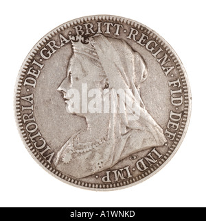 Königin Victoria Reg Fid Def Pre dezimal 2 Schilling Florin 24 vierundzwanzig alten Pence P 1899 Silber hellen Kopf nach links Omn Rex dei Stockfoto