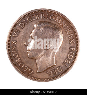 König George VI Reg Fid Def Pre Dezimal halben Penny alten Pence P 1949 Kupfer hellen Kopf nach links Omn Rex dei Stockfoto