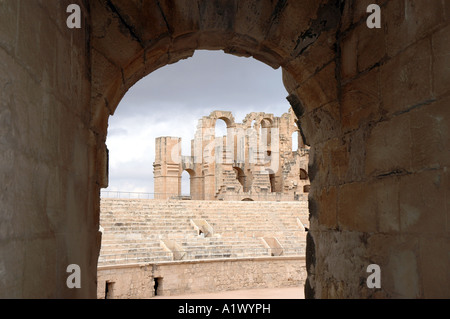 Römischen Kolosseum in El Jem (oder El Djem), Tunesien Stockfoto