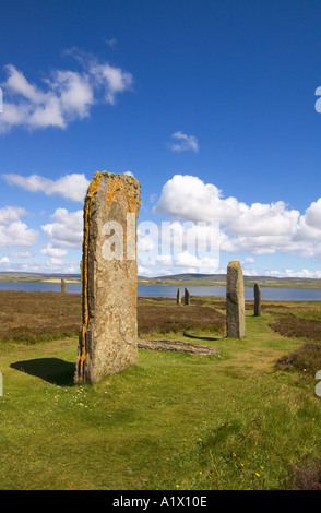dh RING OF BRODGAR ORKNEY neolithischen Menhiren Kreis Loch Harray Stockfoto