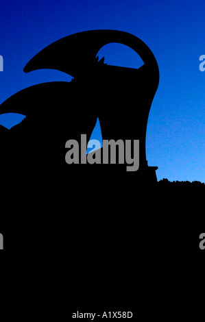 Falkirk Wheel Schiffshebewerk Schottland in der silhouette Stockfoto
