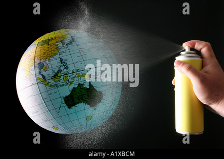 Globus und sprayer Stockfoto