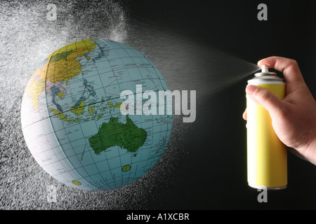 Globus und sprayer Stockfoto