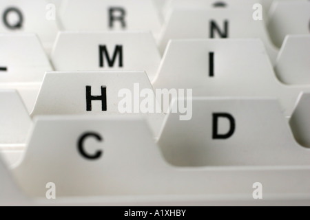 alphabetischer index Stockfoto