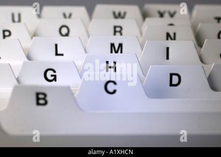 alphabetischer index Stockfoto
