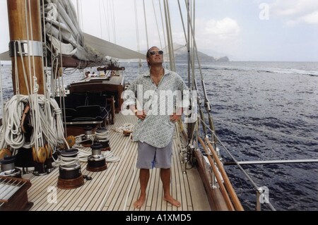 Schriftsteller und Kritiker AA Gill Kreuzfahrt an Bord einer Yacht entlang der italienischen Küste Stockfoto