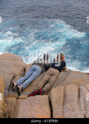 Frauen auf den Felsen Stockfoto