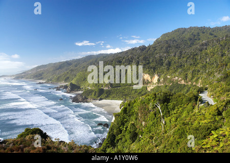 Küste nördlich von Irimahuwhero Viewpoint Paparoa Nationalpark Westküste Südinsel Neuseeland Stockfoto