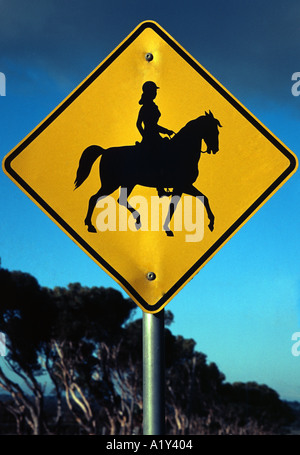 Pferd und Reiter Verkehrsschild Stockfoto