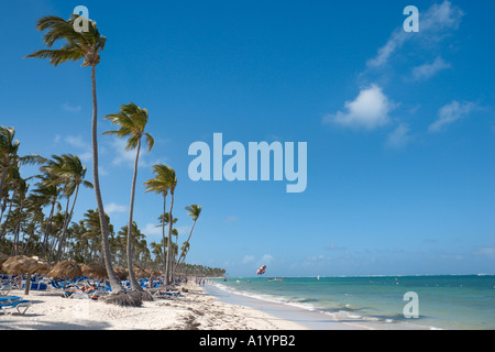 Bavaro Beachat Ostende in der Nähe von Punta Cana, Bavaro, Punta Cana, Dominikanische Republik Stockfoto