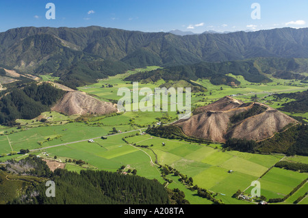 Ackerland Korimiko Marlborough Südinsel Neuseeland Antenne Stockfoto