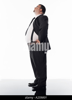 Übergewichtiger Geschäftsmann, Seitenansicht Stockfoto