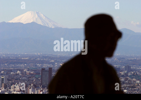 Blick auf Mount Fuji und Tokio, gesehen von Roppongi Hills in Tokio, Japan Stockfoto