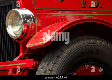 Vintage Red Fire Engine detail Stockfoto