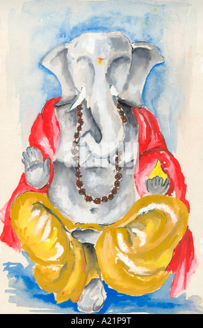 Malerei des Gottes Ganesha Elefant leitete Herr Indien Stockfoto