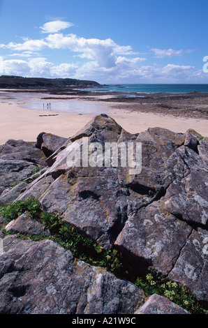 Der Strand Plage de Guen auf dem Cap Fréhel der Nord-Bretagne, Frankreich Stockfoto