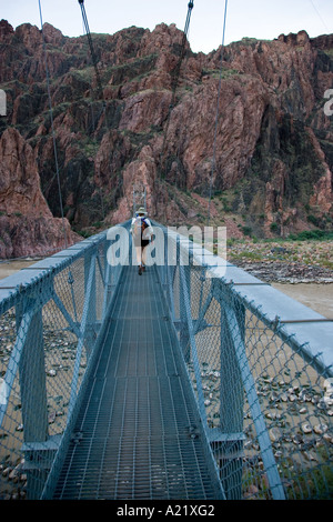 Suspension Bridge Bright Angel Trail Colorado River Grand Canyon Arizona USA Stockfoto