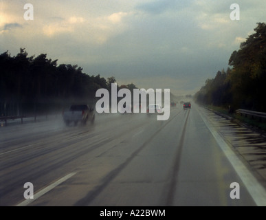 Autobahn - Regen Stockfoto