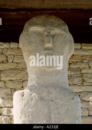 U Nativu Menhir an Patrimonio, Haute Corse, Korsika, Frankreich. Datierung von 12:00 Stockfoto