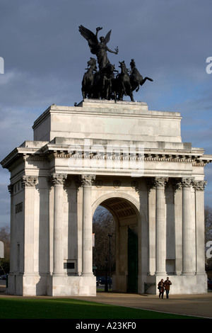 Wellington Arch am Hyde Park Corner in London England Stockfoto