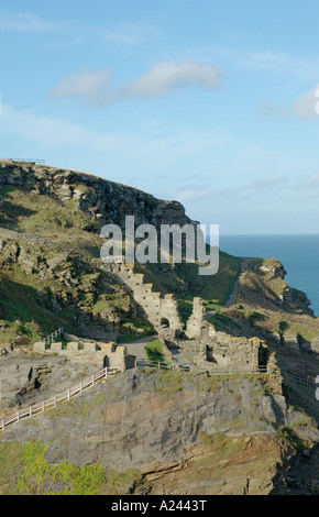 Tintagel Island und das Schloss Cornwall Stockfoto