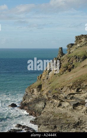 Tintagel Island und das Schloss Cornwall Stockfoto