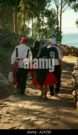 Traditionelle Kleidung Isla Taquille, Titicacasee, Peru Stockfoto