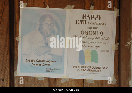 Ogoni 9 und Ken Saro-Wiwa poster Stockfoto