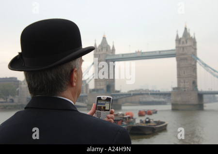 Stadt Gent mit Blackberry-smartphone Stockfoto