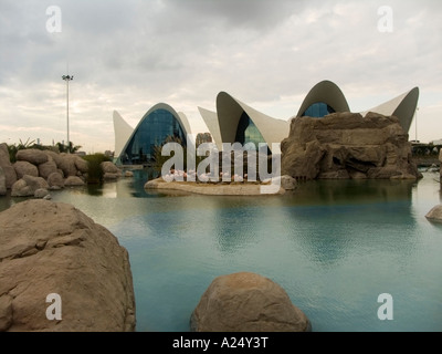 Spanien Valencia Provinz Valencia La Ciudad de las Artes y las Ciencias Stadt der Künste und Wissenschaften Park ozeanographischen Stockfoto