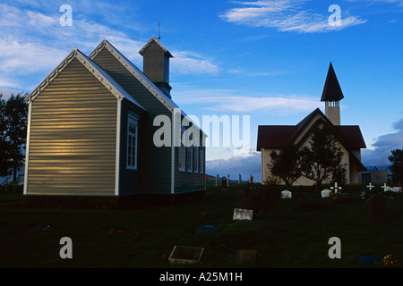 alte und neue Kirche, Island, Reykholt Stockfoto