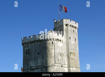 Blick Saint Nicolas Turm alte La Rochelle Poitou Charentes Golfe de Gascogne Hafenbucht von Biskaya Central Western France Europe Stockfoto