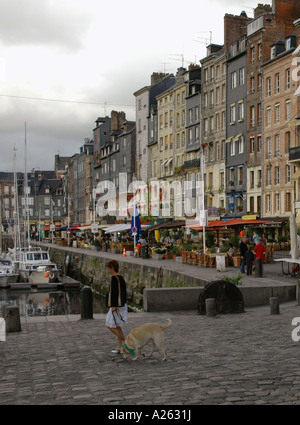 Charakteristischen Blick auf Honfleur alten Hafen Ärmelkanal Ärmelkanal Normandie Normandie Westfrankreich Nordeuropa Stockfoto