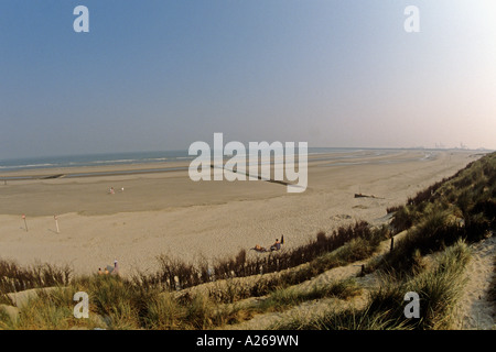 Breite Sandstrände, unterstützt durch Dünen erstrecken sich westlich von Zeebrugge nach Ostende Stockfoto