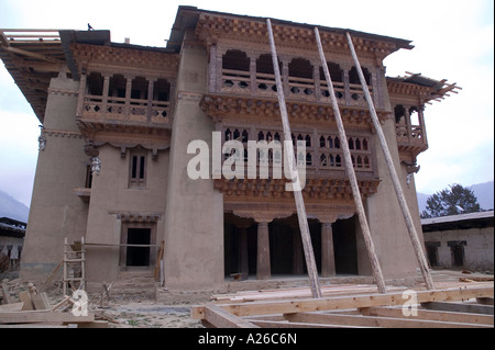 Renovierung des Klosters Gangtey Gompa in Bhutan Stockfoto