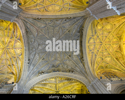 Zentrum Teil Decke der Kathedrale in Sevilla Spanien Stockfoto