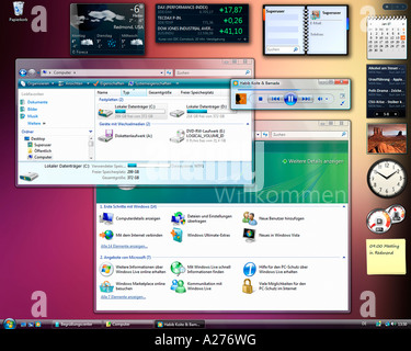 Microsoft Windows Vista, deutsche Version, Desktop mit gestarteten Anwendungen, screenshot Stockfoto