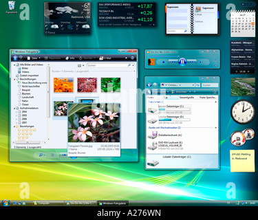 Microsoft Windows Vista, deutsche Version, Desktop mit gestarteten Anwendungen, screenshot Stockfoto