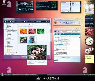 Microsoft Windows Vista, deutsche Version, Desktop mit gestarteten Anwendungen, screenshot Stockfoto