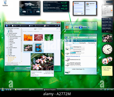 Microsoft Windows Vista, deutsche Version, Desktop mit gestarteten Anwendungen, screenshot Stockfoto