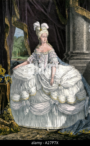Marie Antoinette, Königin von Frankreich Frau von Louis XVI. Hand - farbige Holzschnitt Stockfoto