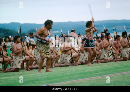 Waitangi neuseeländischen Maori Haka-Kriegstanz Stockfoto