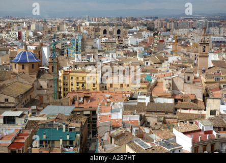 Panorama Valencia auf Miguelete Micalet Comunitat Comunidad Valenciana Costa del Azahar España Spanien spanische Iberia Europa Stockfoto