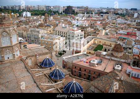 Panorama Valencia auf Miguelete Micalet Comunitat Comunidad Valenciana Costa del Azahar España Spanien spanische Iberia Europa Stockfoto