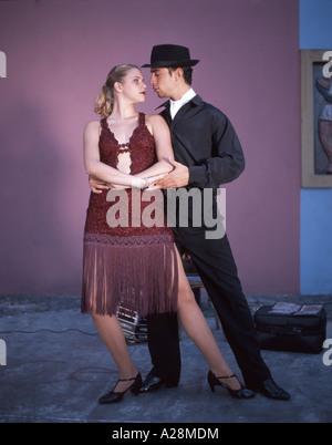 Street Tango-Tänzer, Caminito Street, La Boca, Buenos Aires, Argentinien Stockfoto